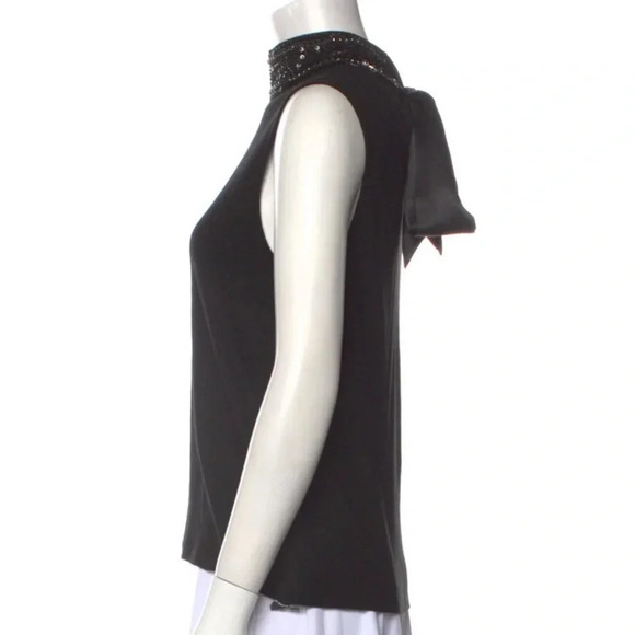 Generation Love Beaded Nicky Linen Turtleneck Bow Tie Back Top Black Size L NWT - Picture 5 of 15